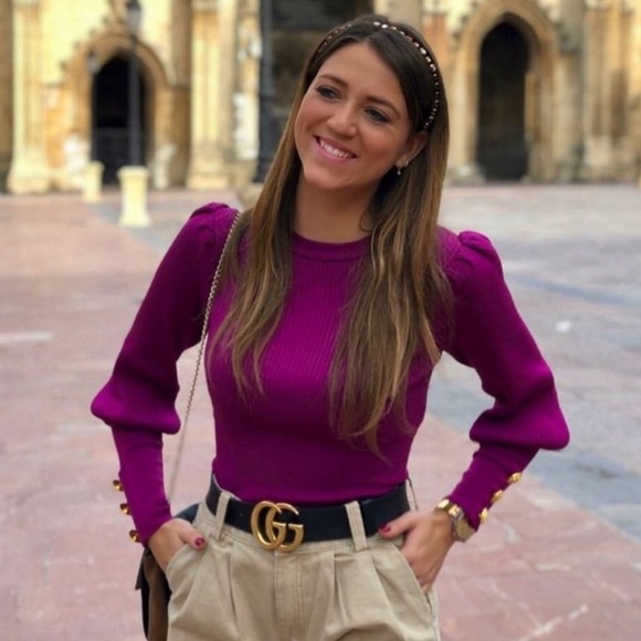 ZARA RIBBED SWEATER W/GOLD BUTTONS - Picture 6 of 8